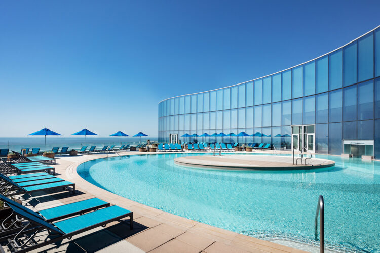 The outdoor section of the Eclipse Indoor/outdoor pool at ocean casino resort in Atlantic City. Photo courtesy: Ocean Casino Resort