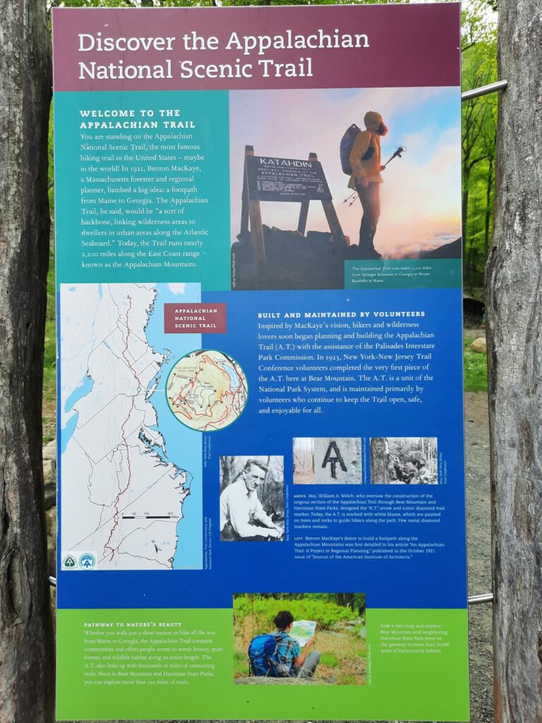 Appalachian Trail sign in Bear Mountain New York