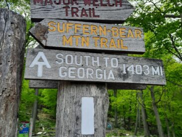 South to Georgia sign on Appalachian Trail in Bear Mountain New York