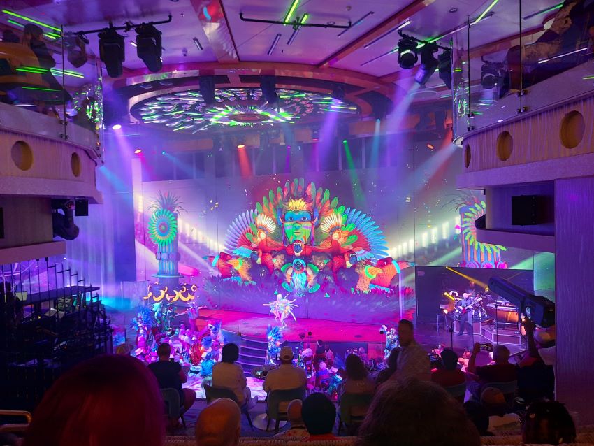 A shot from one of the theater shows on the Carnival Mardi Gras cruise ship