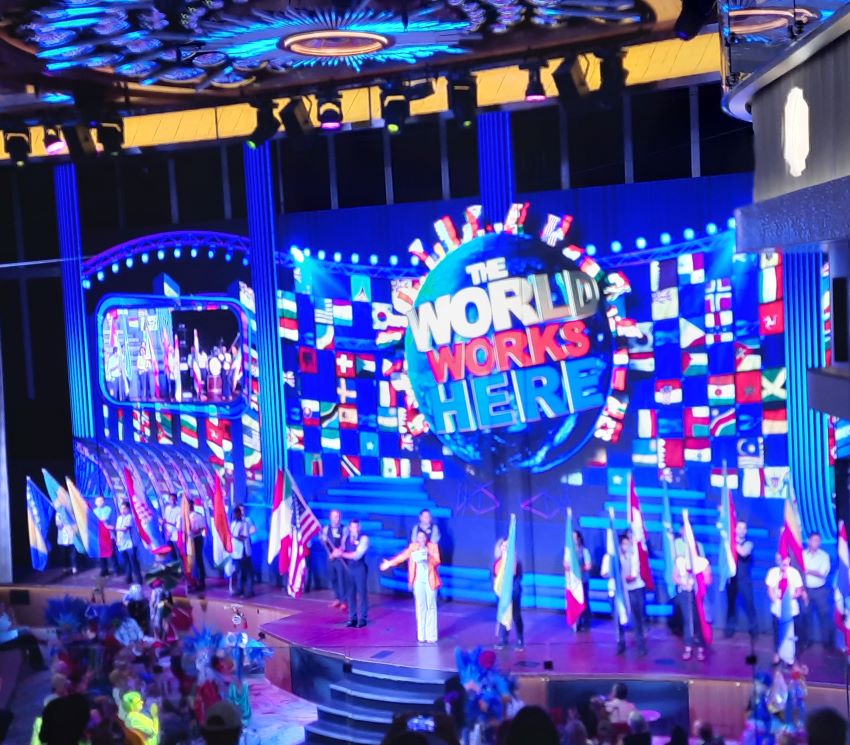 The World Works Here theater show on the Carnival Mardi Gras cruise ship